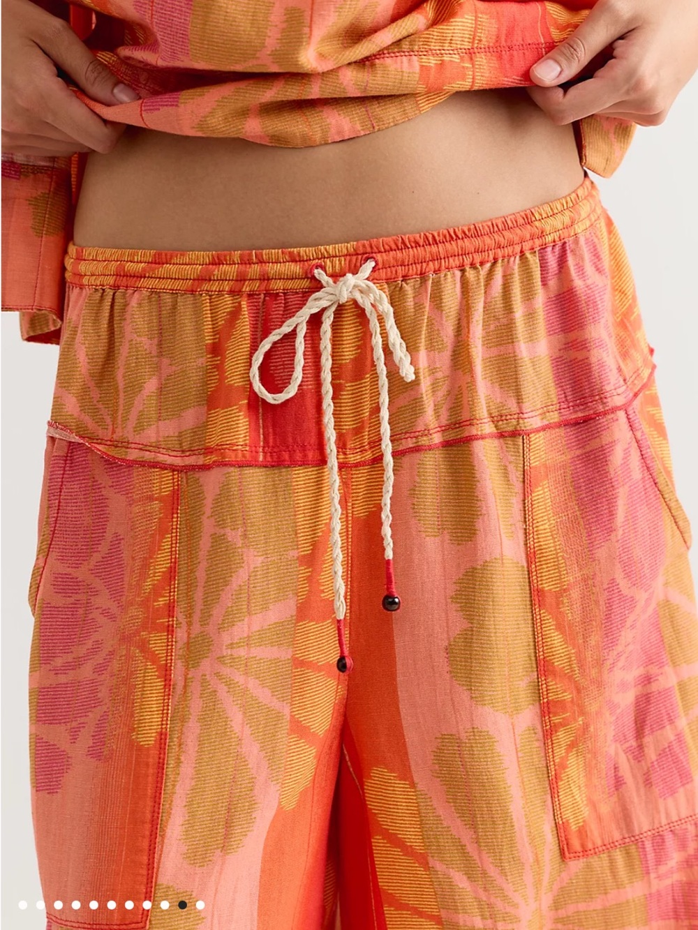 Free People Floral Strapless Wide-Leg pants in Orange and Pink NWOT - Picture 4 of 8